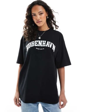 JJXX oversized t-shirt med Köpenhamn tryck i svart