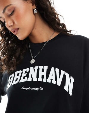 JJXX oversized t-shirt med Köpenhamn tryck i svart