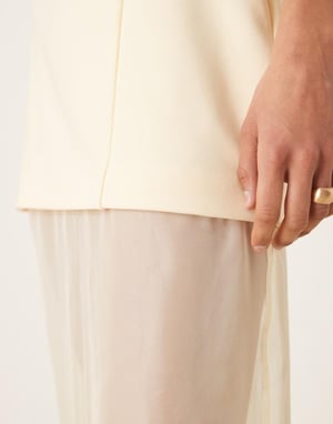 Forever New drop hem sheer midaxi dress in lemon drop