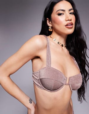 South Beach bustier bikini top in brown