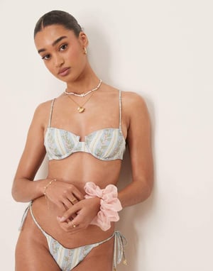 Wild Lovers Milkshake bikini top in blue multi