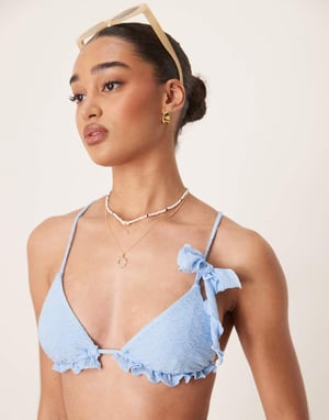 Wild Lovers Blue lagoon triangle bikini top in blue