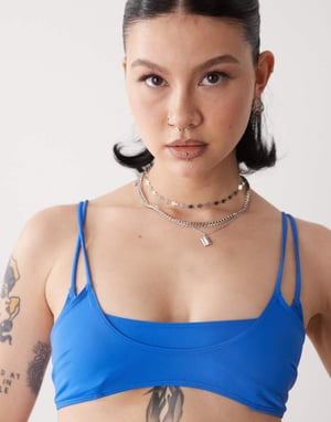 Weekday layered bikini top in blue