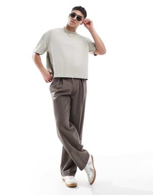 ASOS DESIGN tung boxig oversized t-shirt i ljusgrå