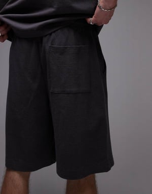 Topman oversized shorts i linneblandning i kolgrå