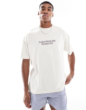 ASOS DESIGN oversized t-shirt med bilgrafik i krämfärg