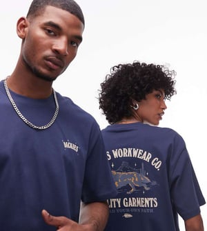 Dickies wolf country grafisk ryggtryck t-shirt i marinblå - exklusiv för ASOS