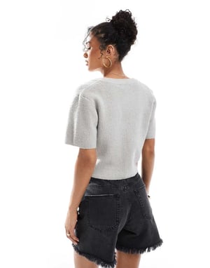 Brave Soul short sleeve cardigan in grey