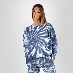 Wellworth Womens Blue Tie Dye Sweatshirt Long Sleeve Soft Loungewear Top Size S