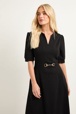 Petite Ponte Snaffle Trim Midi Dress