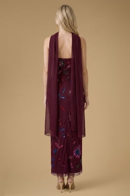 Floral Embellished Mesh Midaxi Dress