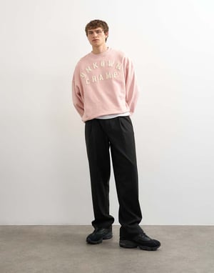 Topman relaxed fit sweatshirt with chenille embroidery in washed pink