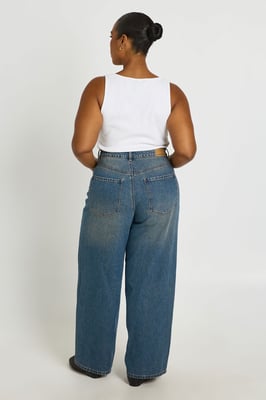Plus Mid Waist Loose Wide Leg Jean