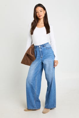 Tall Mid Waist Loose Fit Wide Leg Jean