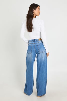 Tall Mid Waist Loose Fit Wide Leg Jean