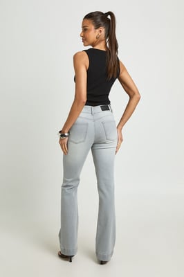 Mid Waist Seam Detail Flare Jean