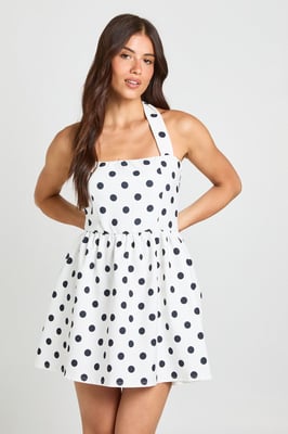 Polka Dot Square Neck Mini Dress
