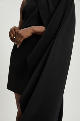 Compact Viscose Asymmetric Detail Mini Dress