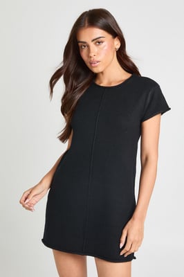 Soft Knit Seam Detail Knitted Mini Dress