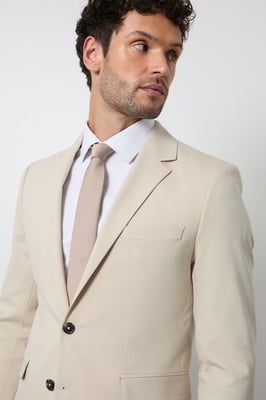 Beige Tailored Fit Suit Jacket