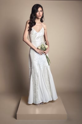 Sequin Godet Maxi Wedding Dress