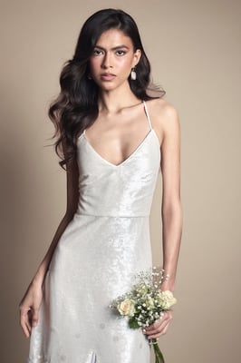 Sequin Godet Maxi Wedding Dress