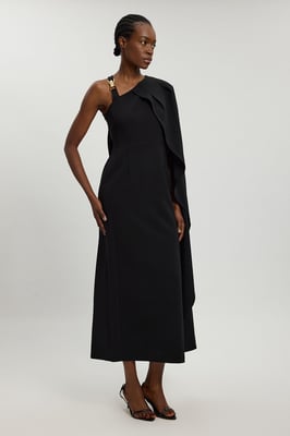 Compact Viscose Asymmetric Detail Maxi Dress