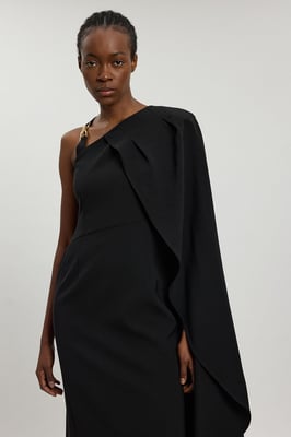 Compact Viscose Asymmetric Detail Maxi Dress