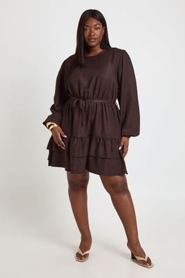 Plus Puff Sleeve Smock Dress