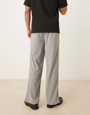 ASOS DESIGN vida smart byxor med dubbel veck i texturerad grå