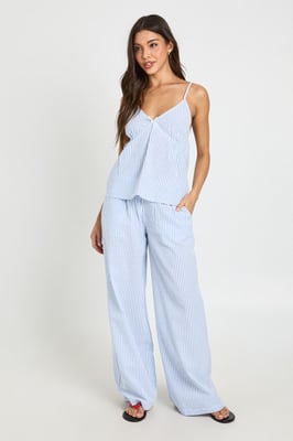 Stripe Bow Detail Cami & Wide Leg Trouser Co-ord