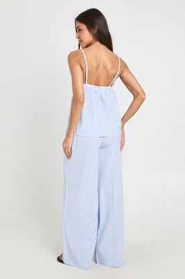 Stripe Bow Detail Cami & Wide Leg Trouser Co-ord