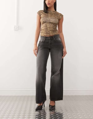 Motel low rise parallel jeans in grey used bleach