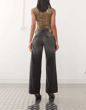 Motel low rise parallel jeans in grey used bleach