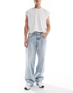 Calvin Klein Jeans 90-tals lösa jeans i ljus tvätt