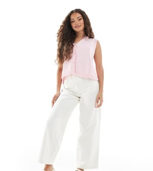 Miss Selfridge Petite baggy jeans i ecru tvätt