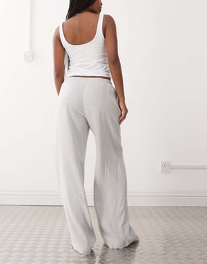 Weekday linen mix wide leg trousers in grey