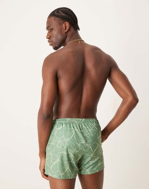 Free Society abstract floral print swim short in green