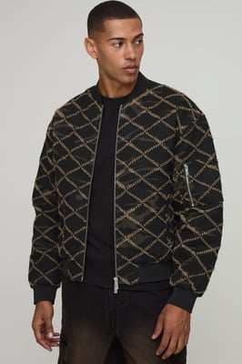 Boxy Fit Distressed Camo Bomber Jacket