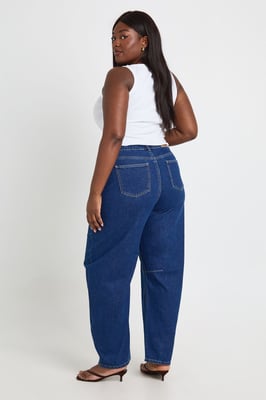 Plus High Waist Loose Fit Barrel Jean