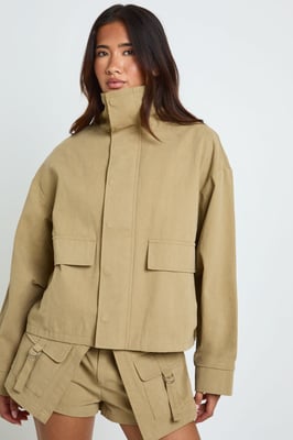 Oversized Twill Funnel Jacket