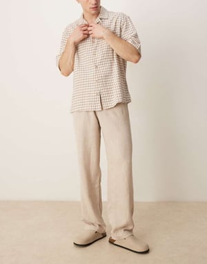 ASOS DESIGN baggybyxa med dragsko i naturlig färg