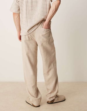 ASOS DESIGN baggybyxa med dragsko i naturlig färg