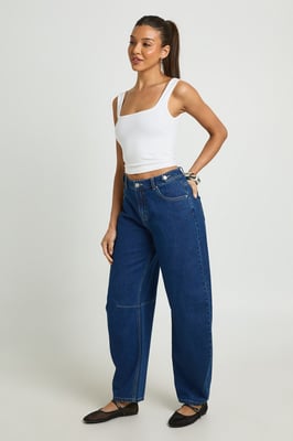 High Waist Loose Fit Barrel Jean