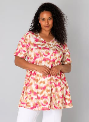 YEST CURVE Ankie Essential Tops - Fuchsia/Multi-Colour