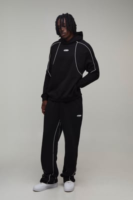 Tall Regular Fit Man Hooded Tracksuit with Piping