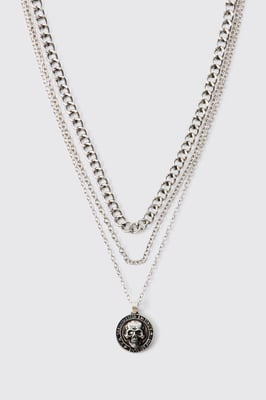 Skull Coin Layered Necklace