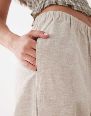Monki linen trousers in beige exclusive to ASOS