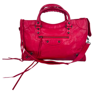 Balenciaga Medium Motorcycle City Shoulder Bag in Red Lamb Leather