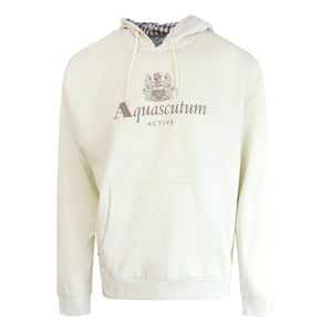 Aquascutum Active Big Logo Hoodie Old White